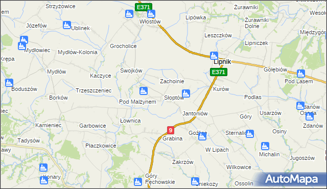 mapa Słoptów, Słoptów na mapie Targeo