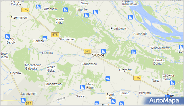 mapa Słubice powiat płocki, Słubice powiat płocki na mapie Targeo