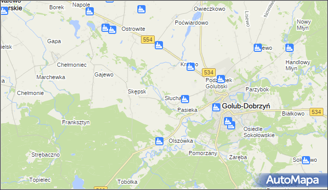 mapa Słuchaj, Słuchaj na mapie Targeo