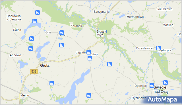 mapa Słup gmina Gruta, Słup gmina Gruta na mapie Targeo