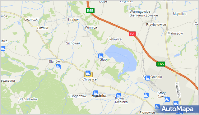 mapa Słup gmina Męcinka, Słup gmina Męcinka na mapie Targeo