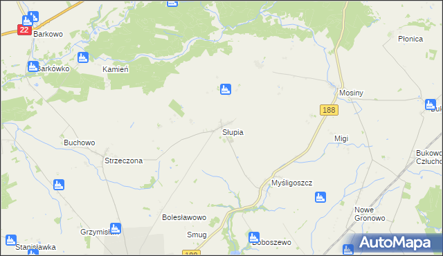 mapa Słupia gmina Debrzno, Słupia gmina Debrzno na mapie Targeo