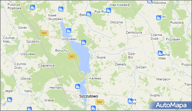 mapa Słupia gmina Szczutowo, Słupia gmina Szczutowo na mapie Targeo