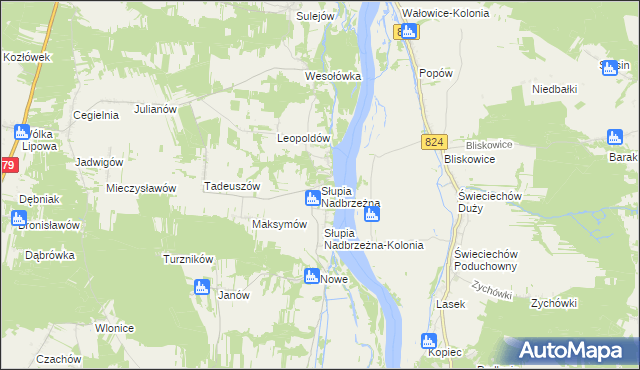 mapa Słupia Nadbrzeżna, Słupia Nadbrzeżna na mapie Targeo