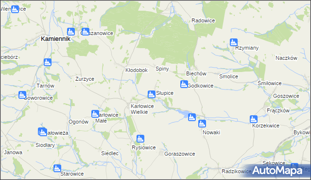 mapa Słupice gmina Pakosławice, Słupice gmina Pakosławice na mapie Targeo