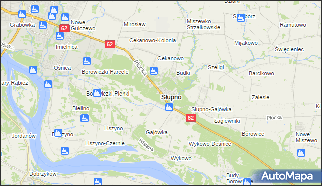 mapa Słupno powiat płocki, Słupno powiat płocki na mapie Targeo