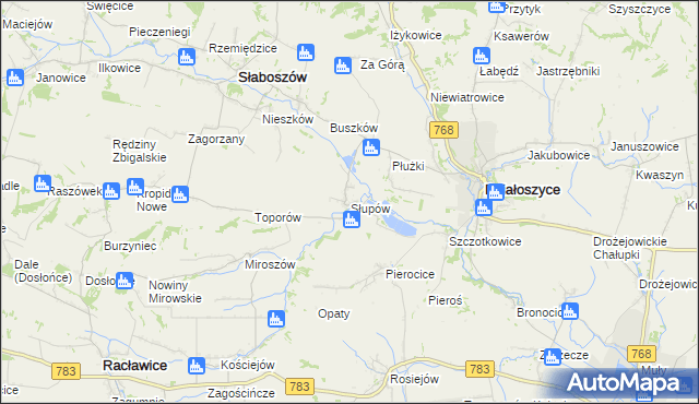 mapa Słupów, Słupów na mapie Targeo