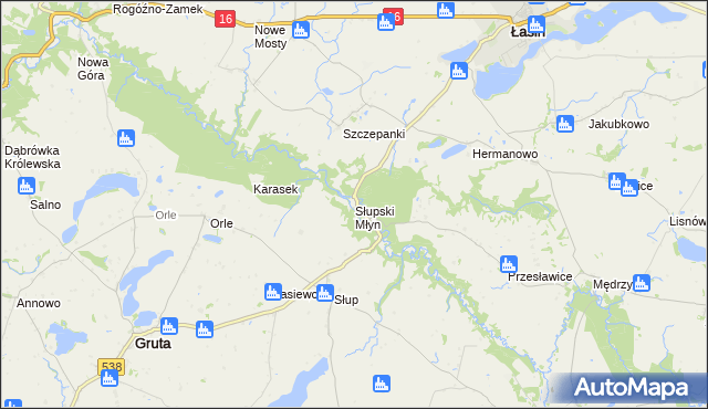 mapa Słupski Młyn, Słupski Młyn na mapie Targeo