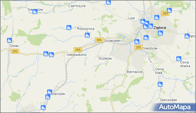 mapa Służejów, Służejów na mapie Targeo