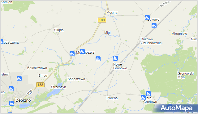 mapa Służewo gmina Debrzno, Służewo gmina Debrzno na mapie Targeo