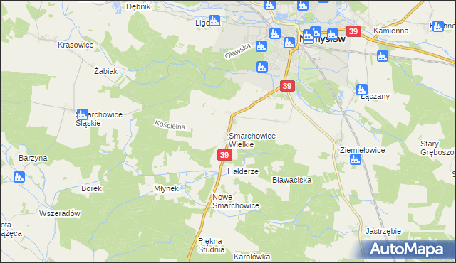 mapa Smarchowice Wielkie, Smarchowice Wielkie na mapie Targeo