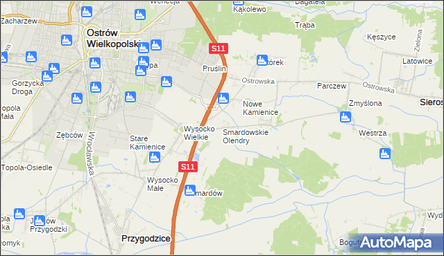 mapa Smardowskie Olendry, Smardowskie Olendry na mapie Targeo