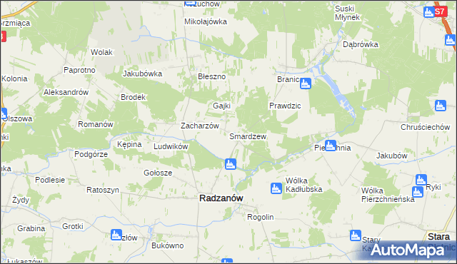mapa Smardzew gmina Radzanów, Smardzew gmina Radzanów na mapie Targeo