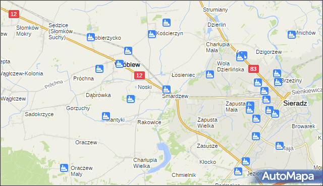 mapa Smardzew gmina Wróblew, Smardzew gmina Wróblew na mapie Targeo