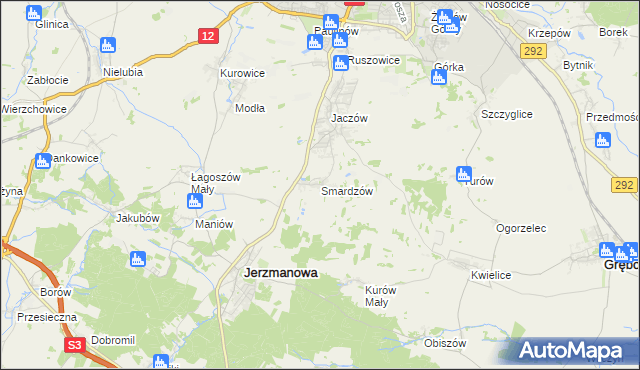 mapa Smardzów gmina Jerzmanowa, Smardzów gmina Jerzmanowa na mapie Targeo