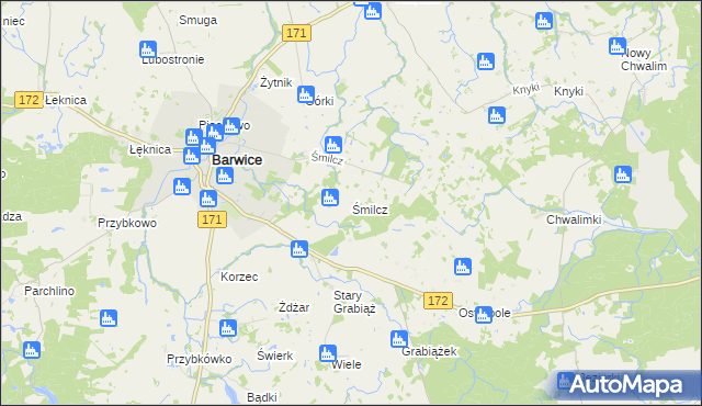 mapa Śmilcz, Śmilcz na mapie Targeo