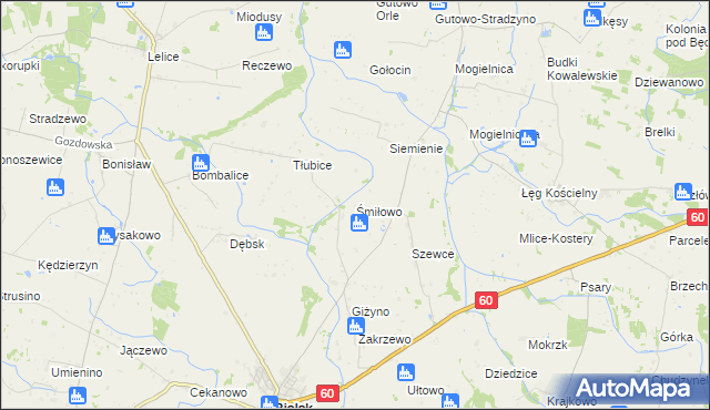 mapa Śmiłowo gmina Bielsk, Śmiłowo gmina Bielsk na mapie Targeo