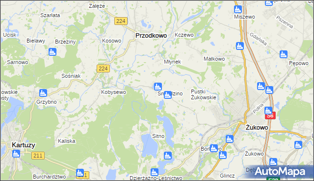 mapa Smołdzino gmina Przodkowo, Smołdzino gmina Przodkowo na mapie Targeo