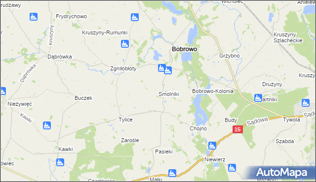 mapa Smolniki gmina Bobrowo, Smolniki gmina Bobrowo na mapie Targeo