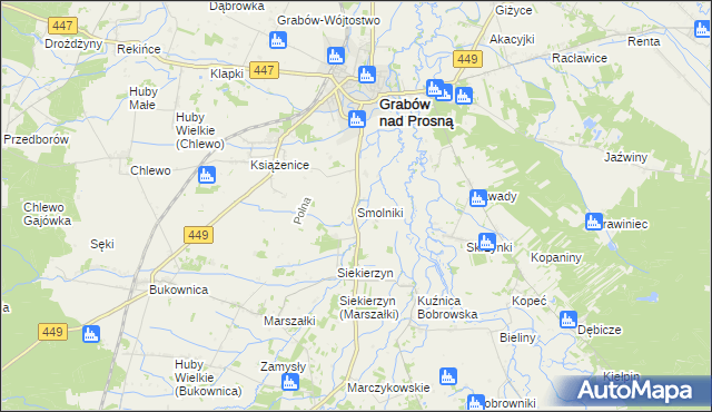 mapa Smolniki gmina Grabów nad Prosną, Smolniki gmina Grabów nad Prosną na mapie Targeo