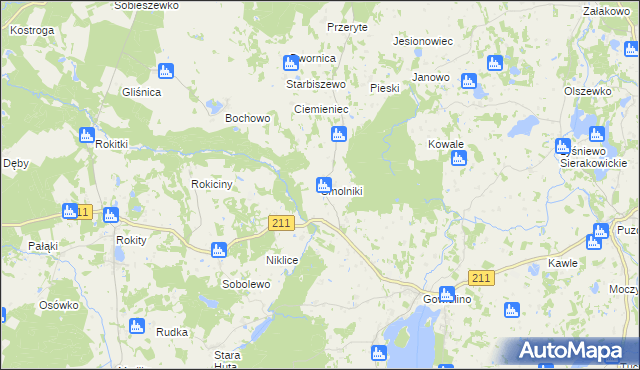 mapa Smolniki gmina Sierakowice, Smolniki gmina Sierakowice na mapie Targeo