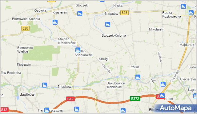 mapa Smugi gmina Jastków, Smugi gmina Jastków na mapie Targeo