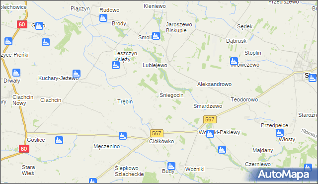 mapa Śniegocin, Śniegocin na mapie Targeo