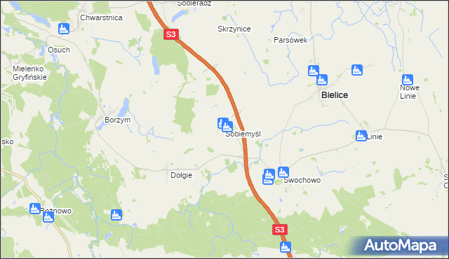 mapa Sobiemyśl, Sobiemyśl na mapie Targeo