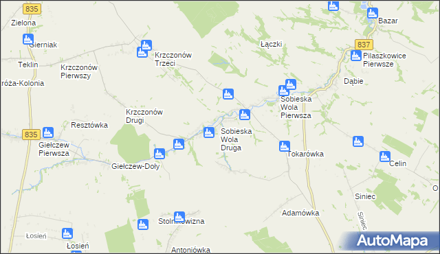 mapa Sobieska Wola Druga, Sobieska Wola Druga na mapie Targeo