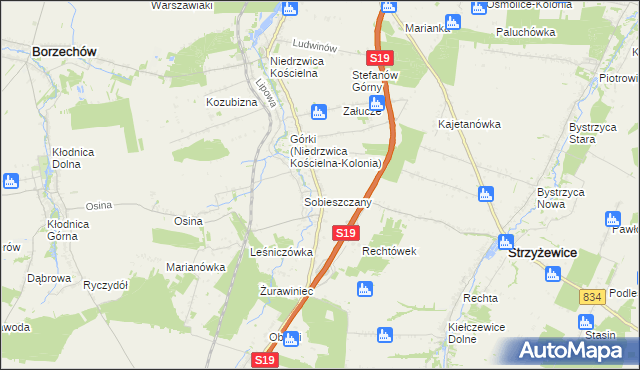 mapa Sobieszczany-Kolonia, Sobieszczany-Kolonia na mapie Targeo