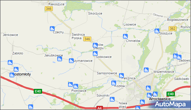 mapa Sobkowice, Sobkowice na mapie Targeo