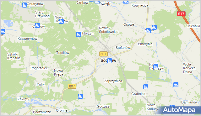 mapa Sobolew powiat garwoliński, Sobolew powiat garwoliński na mapie Targeo