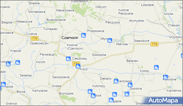 mapa Soboszów, Soboszów na mapie Targeo