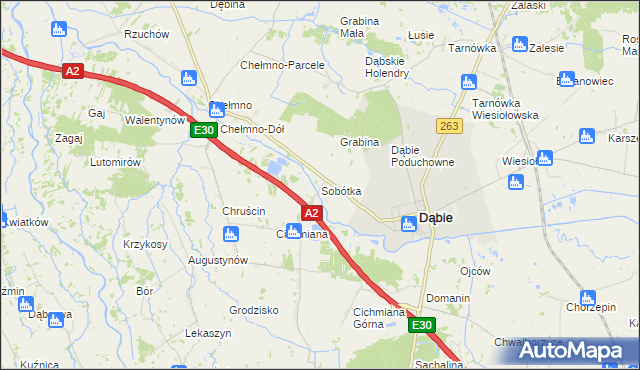 mapa Sobótka gmina Dąbie, Sobótka gmina Dąbie na mapie Targeo