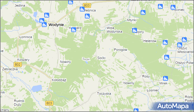 mapa Soćki, Soćki na mapie Targeo