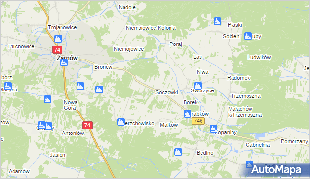 mapa Soczówki, Soczówki na mapie Targeo