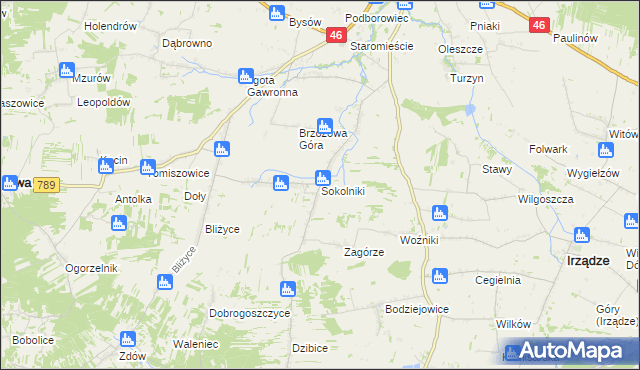 mapa Sokolniki gmina Niegowa, Sokolniki gmina Niegowa na mapie Targeo