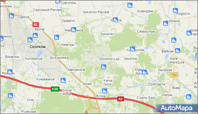 mapa Sokolniki-Las, Sokolniki-Las na mapie Targeo