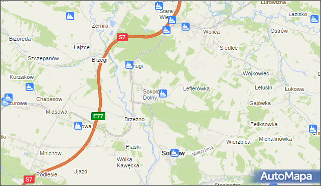 mapa Sokołów Górny, Sokołów Górny na mapie Targeo