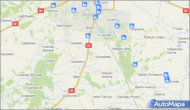 mapa Sokołówek gmina Ciechanów, Sokołówek gmina Ciechanów na mapie Targeo