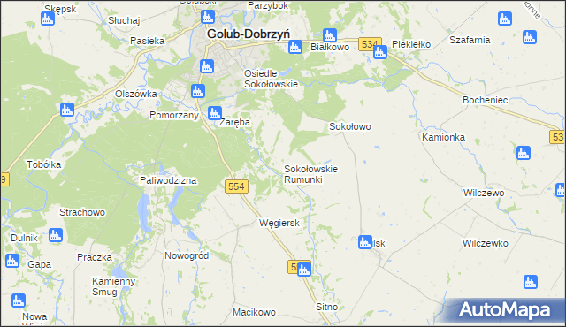 mapa Sokołowskie Rumunki, Sokołowskie Rumunki na mapie Targeo