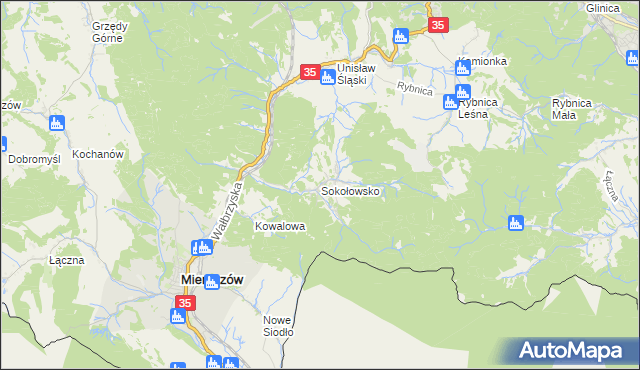 mapa Sokołowsko, Sokołowsko na mapie Targeo