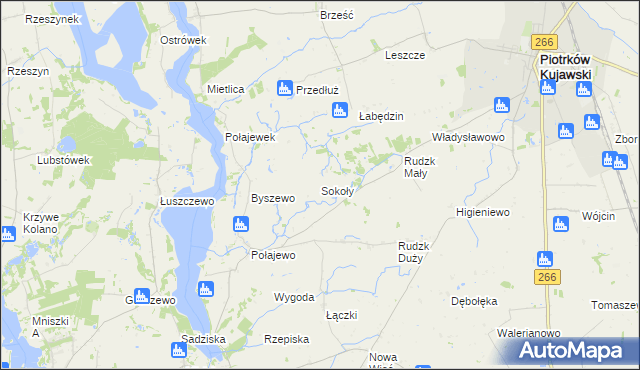 mapa Sokoły gmina Piotrków Kujawski, Sokoły gmina Piotrków Kujawski na mapie Targeo