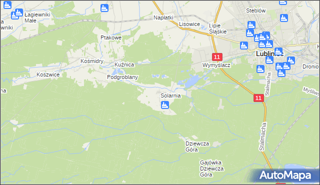 mapa Solarnia gmina Pawonków, Solarnia gmina Pawonków na mapie Targeo