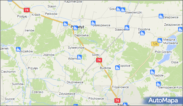 mapa Solec gmina Paradyż, Solec gmina Paradyż na mapie Targeo