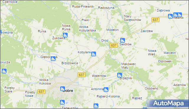 mapa Sołki gmina Dobre, Sołki gmina Dobre na mapie Targeo