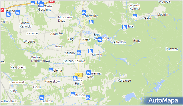 mapa Sołtysy gmina Gielniów, Sołtysy gmina Gielniów na mapie Targeo