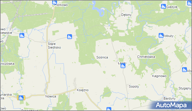 mapa Sośnica gmina Wilczęta, Sośnica gmina Wilczęta na mapie Targeo