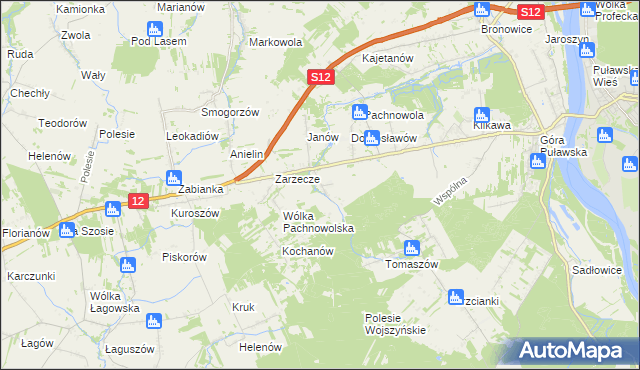 mapa Sosnów gmina Puławy, Sosnów gmina Puławy na mapie Targeo