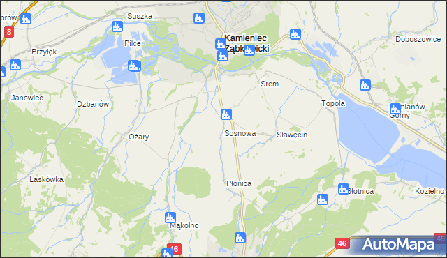 mapa Sosnowa, Sosnowa na mapie Targeo